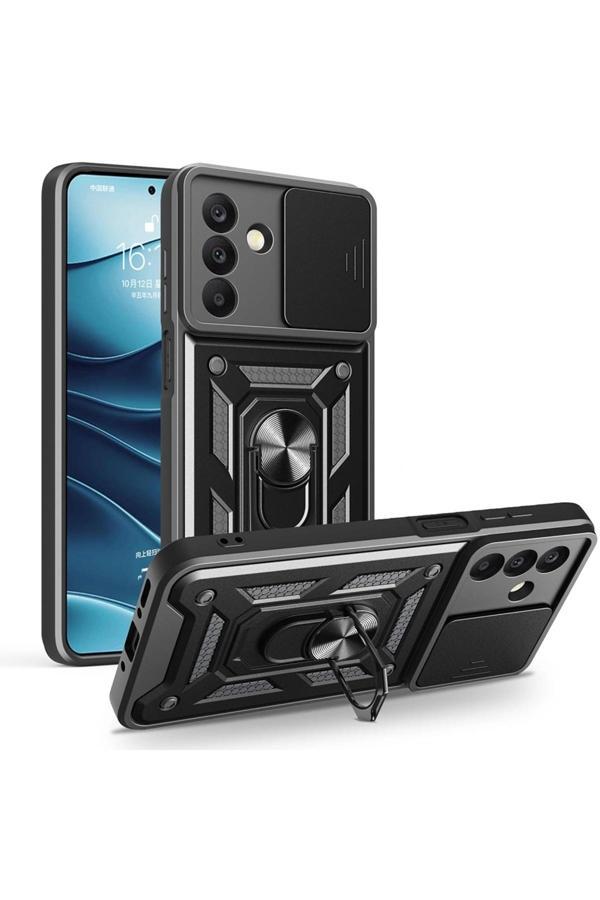 Zore Galaxy A26 Kılıf Magnetik Standlı Kamera Korumalı Zore Sürgülü Vega Kapak - Image 1