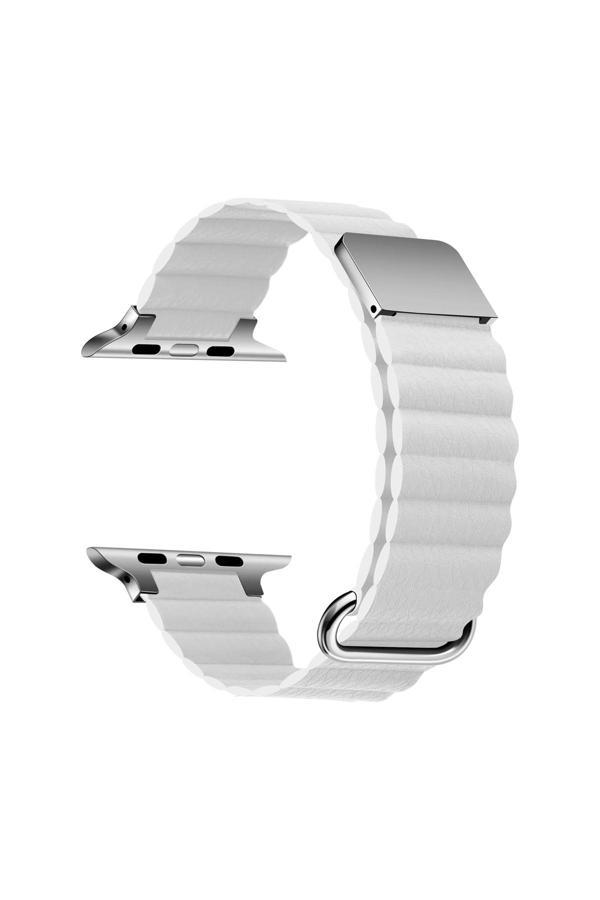 Base Dijital Watch 38Mm Uyumlu Krd-78 Pu Deri Kordon Strap Kayış Zore Beyaz - Image 1