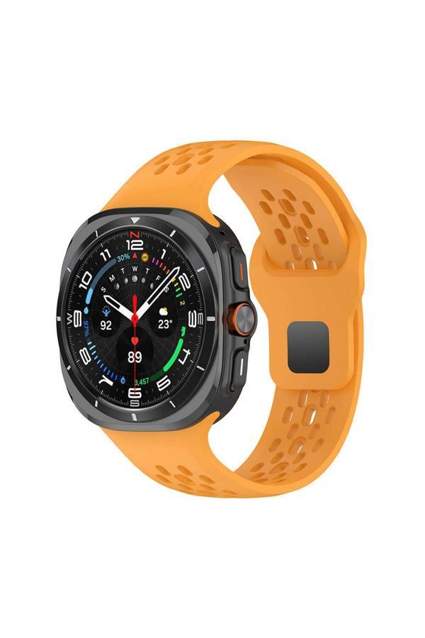 Safa Galaxy Watch Ultra 47Mm Zore Krd-119 Delikli Tasarım Silikon Kordon-Sarı - Image 1