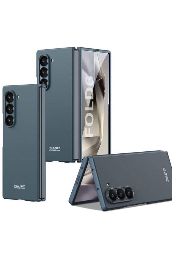 Zore Galaxy Z Fold 6 Kılıf Zore Sert Kıpta Kapak-Mavi - Image 1