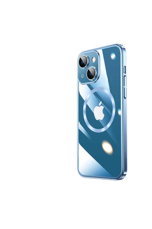 Zore İphone 13 Uyumlu Wireless Şarj Özellikli Sert Pc Zore Riksos Magsafe Kılıf-Mavi - Image 1