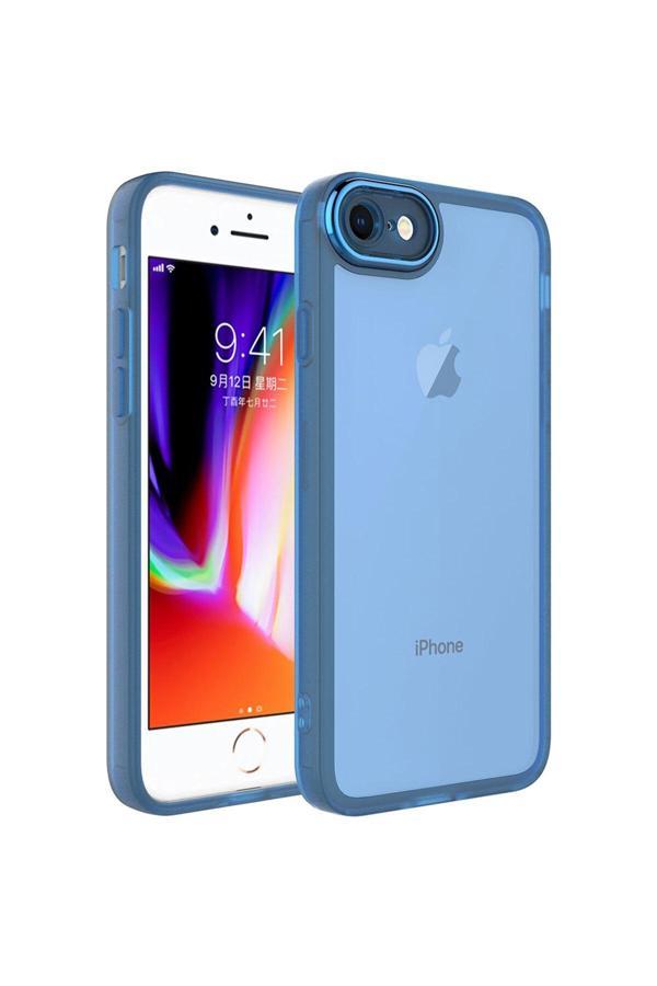 Zore İphone Se 2022 Uyumlu Kamera Korumalı Transparan Zore Post Kılıf-Mavi - Image 1