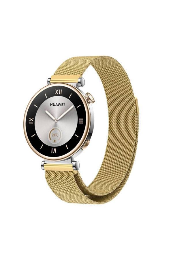 Base Dijital Huawei Gt4 18Mm Uyumlu Krd-01 Metal Zore Kordon Gold - Image 1