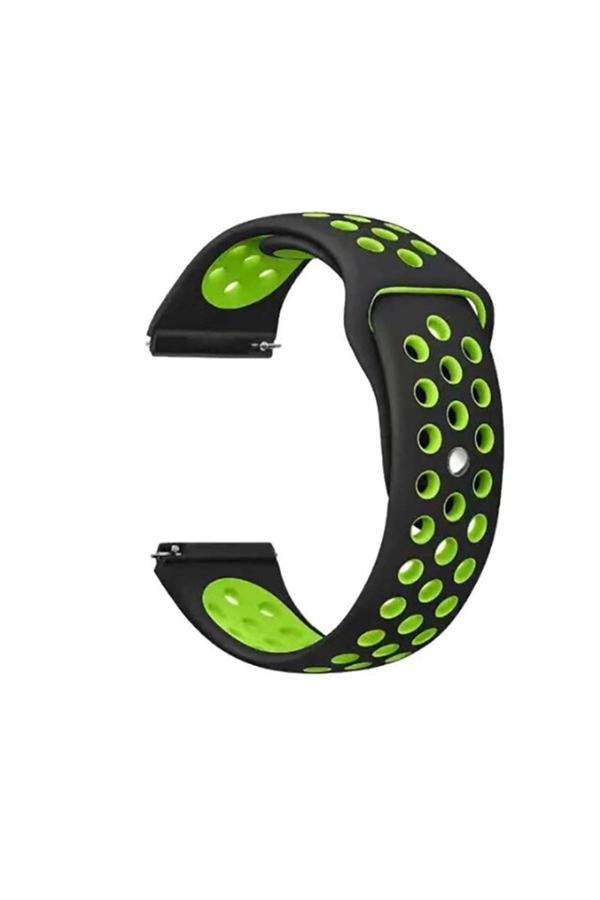 Kılıftech Gear S2 (20Mm) Krd-02 Uyumlu Zore Kordon-Siyah-Yeşil - Image 1