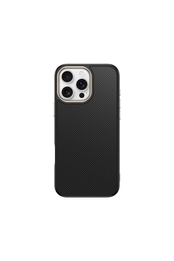 Zore İphone 16 Pro Kılıf M-Safe Şarj Özellikli Karbon Fiber Görünümlü Fzd Antina Kapak - Siyah - Image 1