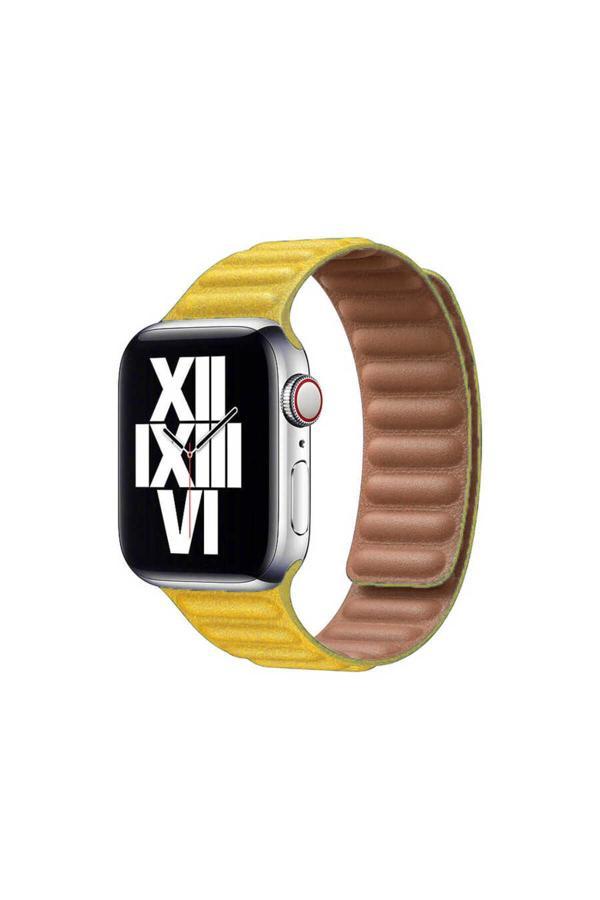 Wenixs Watch 42Mm Uyumlu Krd-34 Deri Zore Kordon-Sarı - Image 1