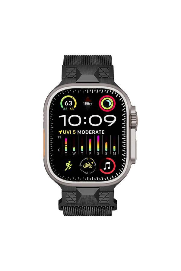 Yucca Tech Apple Watch Ultra 49Mm Zore Krd-107 Metal Hasır Kordon-Siyah - Image 1