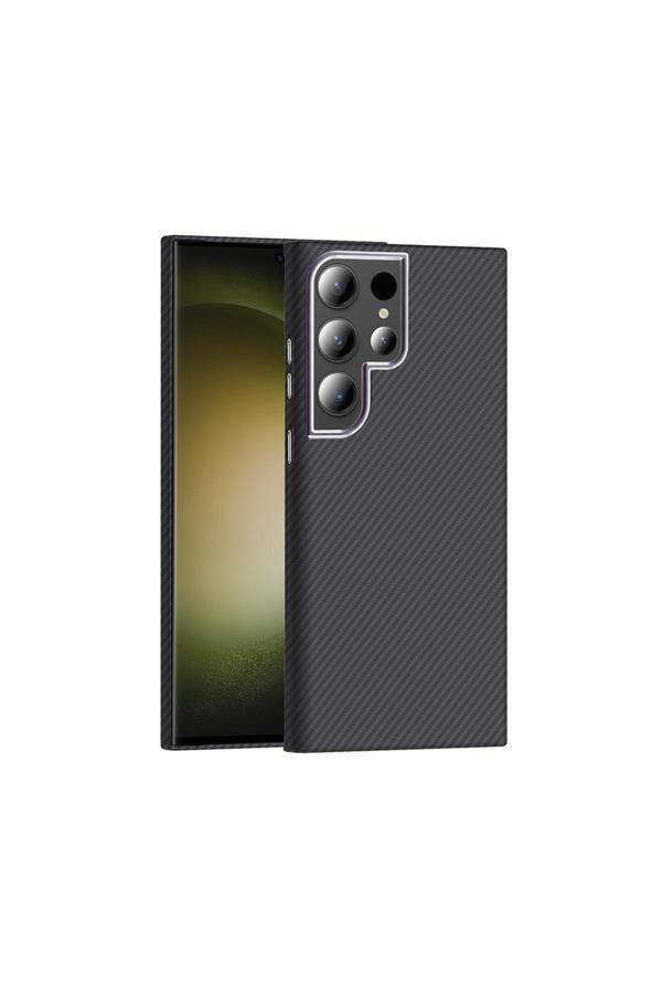 Zore Galaxy S23 Ultra Kılıf M-Safe Şarj Özellikli Karbon Fiber Görünümlü Btbm Gros Kapak - Siyah - Image 1