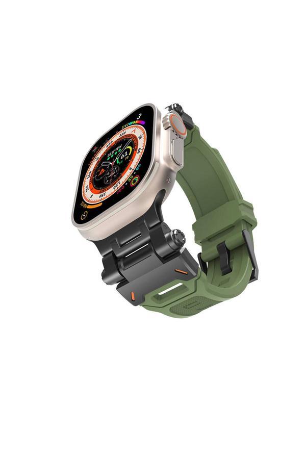 Zore Watch 7 45Mm Clo Krd-108 Metal Başlıklı Silikon Kordon-Siyah-Yeşil - Image 1