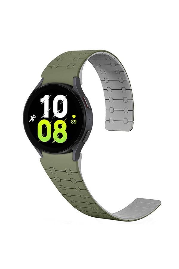 Doping Digital Galaxy Watch 6 44Mm Zore Krd-111 20Mm Çizgili Desenli Silikon Kordon-Yeşil - Image 1