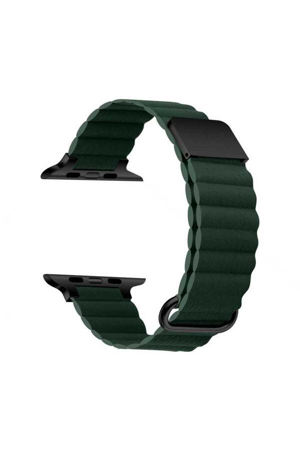 Kılıftech Watch 40Mm Uyumlu Krd-78 Pu Deri Kordon Strap Kayış Clo- Koyu Yeşil - Image 1