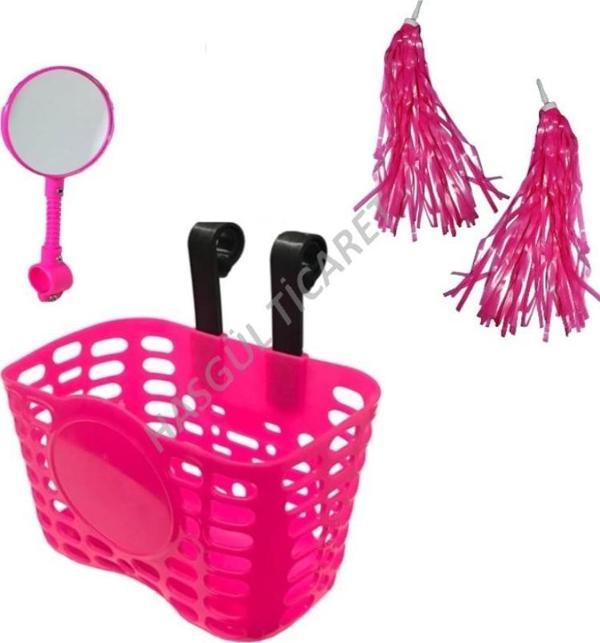 Hsgl Bisiklet Scooter Pembe Sepet Püskül Ayna  Set Aksesuar Cocuk Bisiklet  - Image 1
