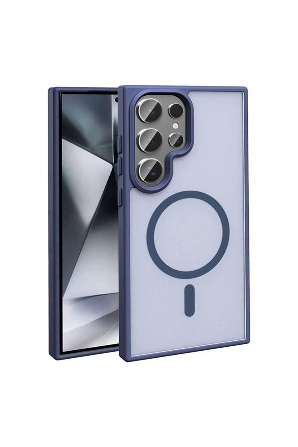 Zore Galaxy S24 Ultra Kılıf Magsafe Şarj Özellikli Mat Arka Yüzey Zore Sio Kapak-Lacivert - Image 1