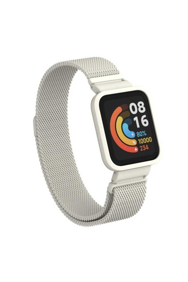 Wenixs Xiaomi Redmi Watch (Mi Watch Lite) Uyumlu Krd-58 Metal Zore Kordon-Gümüş - Image 1