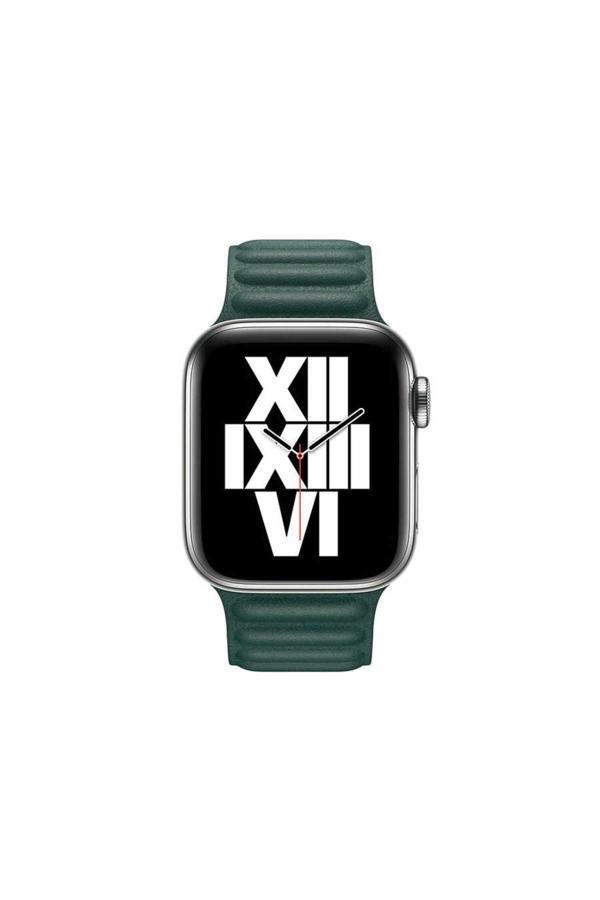 Nüanstek Watch 44Mm Uyumlu Krd-34 Deri Zore Kordon-Koyu Yeşil - Image 1