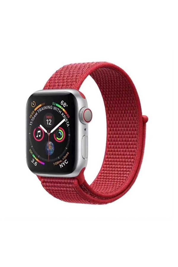 Yucca Tech Watch 38Mm Uyumlu Krd-03 Hasır Zore Kordon-Kırmızı - Image 1