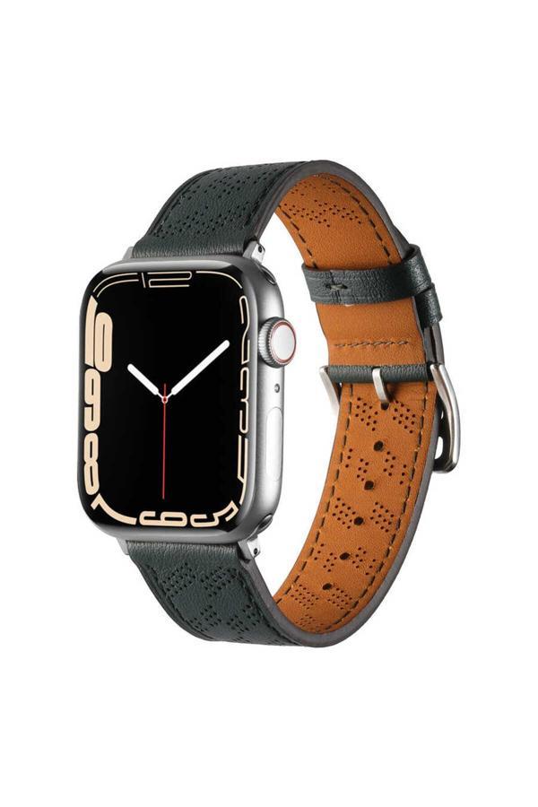 Szr Store Watch Ultra 49Mm Uyumlu Krd-76 Pu Deri Kordon Strap Kayış Clo- Koyu Yeşil - Image 1