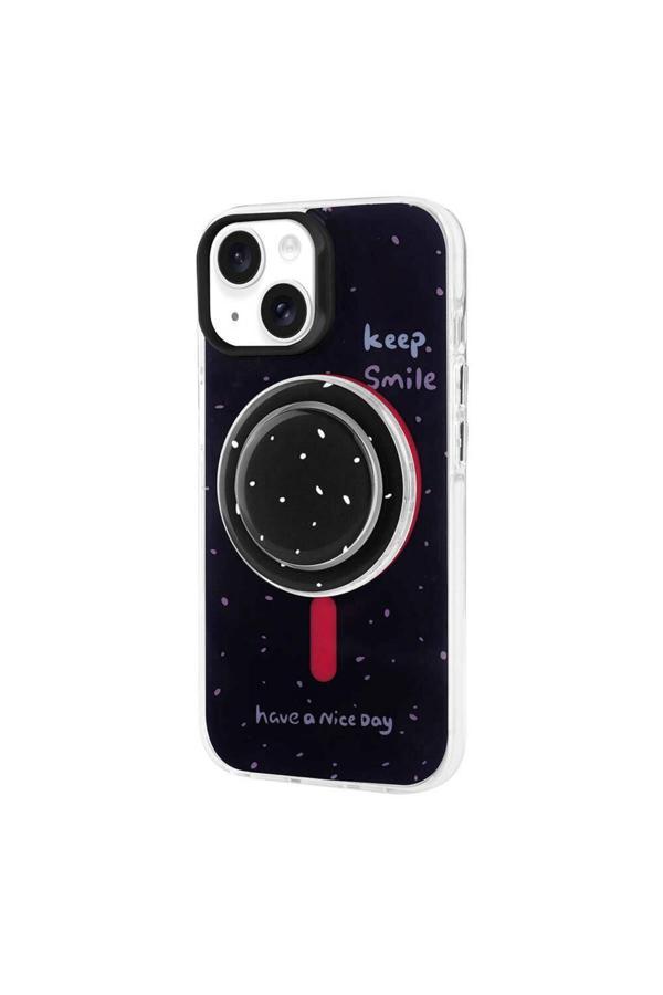 Göktuğ Aksesuar İphone 15 Zore Magsafe Şarj Özellikli Tak-Çıkar Pop Soketli Zore Tiktok Kılıf-Siyah - Image 1