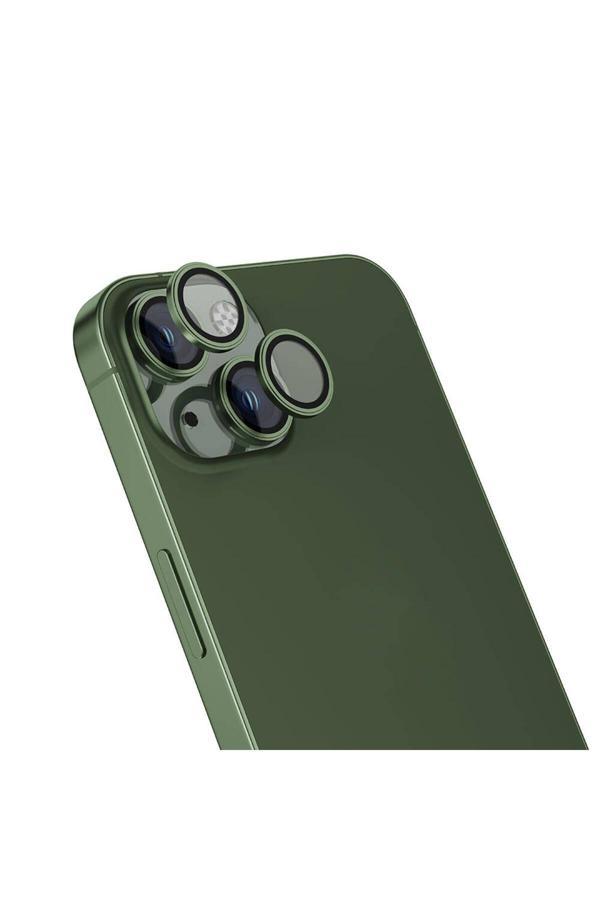 Kılıfda Kılıf İphone 15 Uyumlu   Cl-15 Parmak İzi Bırakmayan Anti-Refcloive Kamera Koruyucu-Yeşil - Image 1