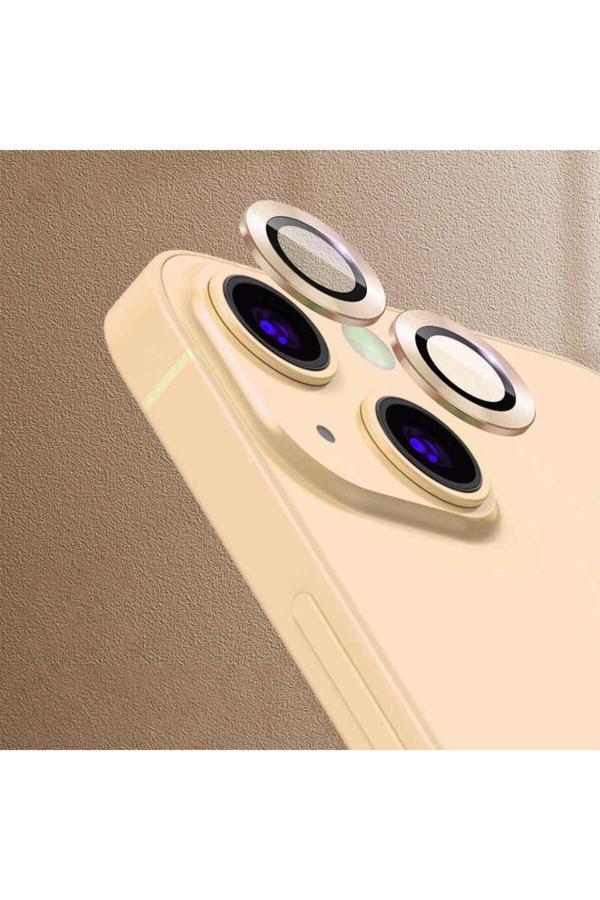 Zore İphone 13 Uyumlu Cl-07 Kamera Brt Koruyucu-Gold - Image 1