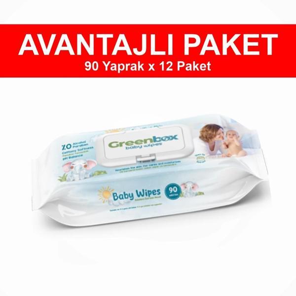 Greenbox Bebeklere Özel Islak Mendil 90'lı Paket -  12 Paket - Image 1