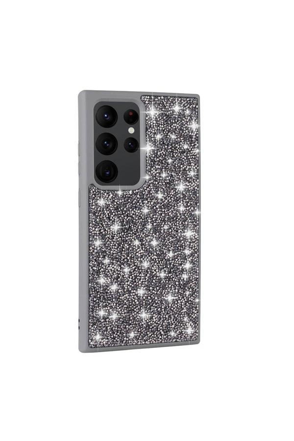 Zen Aksesuar Galaxy S24 Ultra Uyumlu Parlak Taşlı Tasarım Pırlanta Zore Kılıf-Gri - Image 1