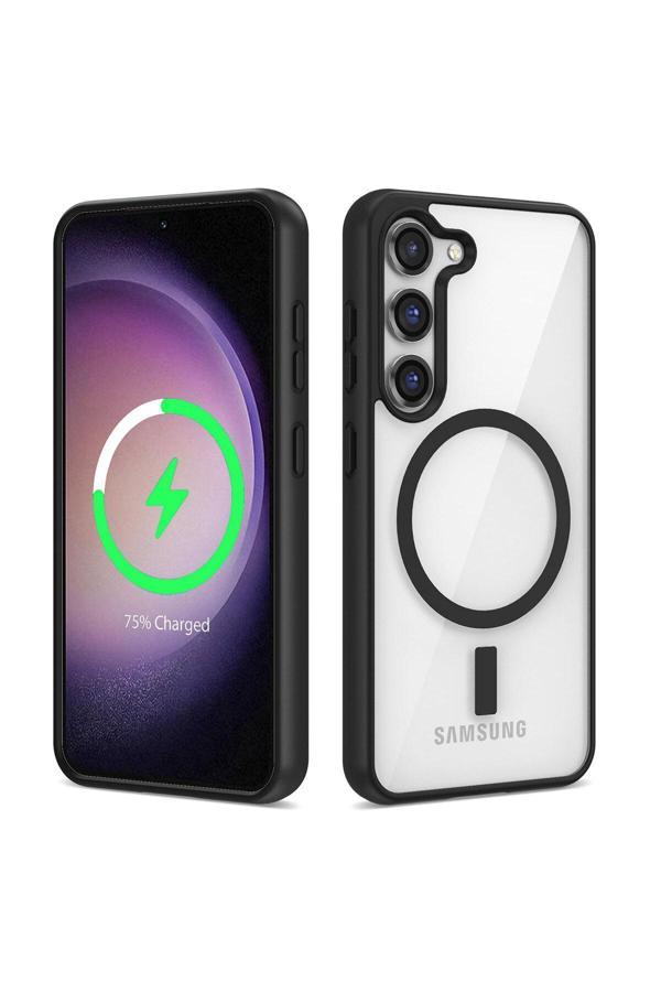 Safa Galaxy S23 Plus Uyumlu Magsafe Wireless Şarj Özellikli Silikon Zore Ege Kılıf-Siyah - Image 1