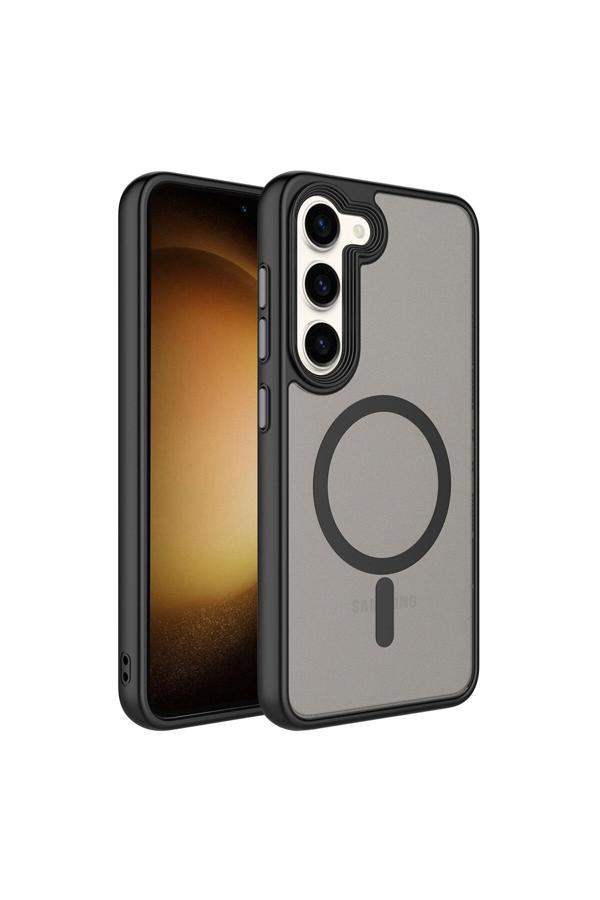 Safa Galaxy S23 Plus Uyumlu Mat Arka Yüzey Wireless Şarj Özellikli Zore Flet Magsafe Kılıf-Siyah - Image 1