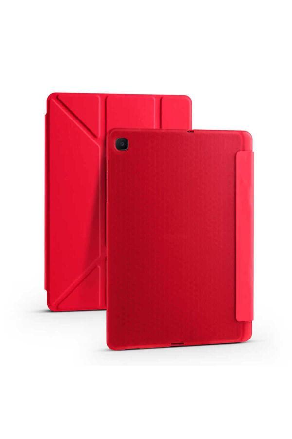 Zore Galaxy Tab A7 10.4 T500 2020 Kılıf  Uyumlu Zore Tri Folding Kalem Bölmeli Standlı Kılıf-Kırmızı - Image 1