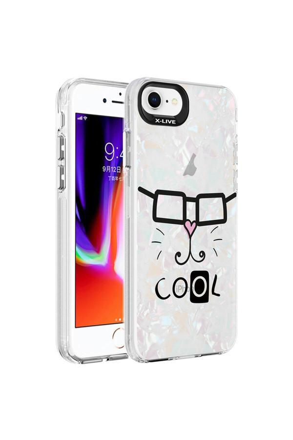 Resveq İphone Se 2022 Uyumlu Mermer Desenli Csk Zore Marbello Kılıf-Beyaz - Image 1