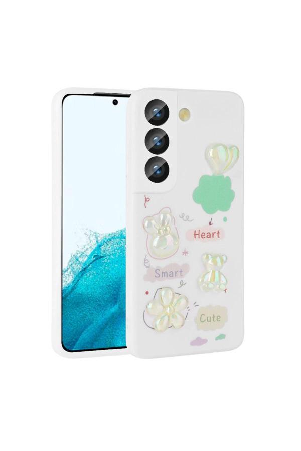 Szr Store Galaxy S21 Fe Uyumlu Kabartma Figürlü Parlak Zore Toys Silikon Kılıf-Beyaz - Image 1
