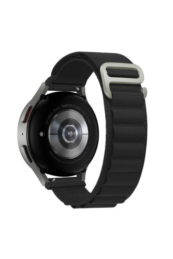 Zore Galaxy Watch 42Mm Uyumlu Krd-74 20Mm Hasır Kordon Siyah - Image 1