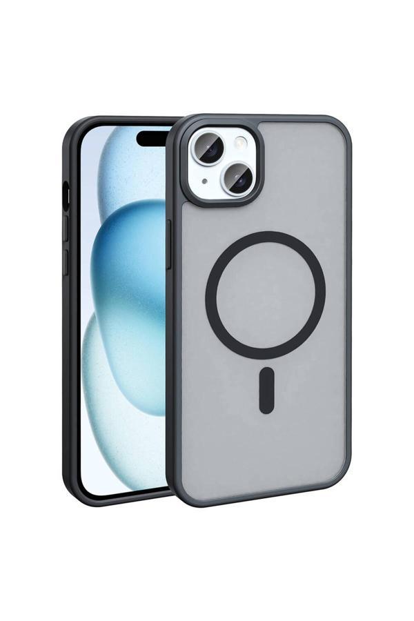Zore İphone 13 Kılıf Magsafe Şarj Özellikli Mat Arka Yüzey Sio Kapak-Siyah - Image 1