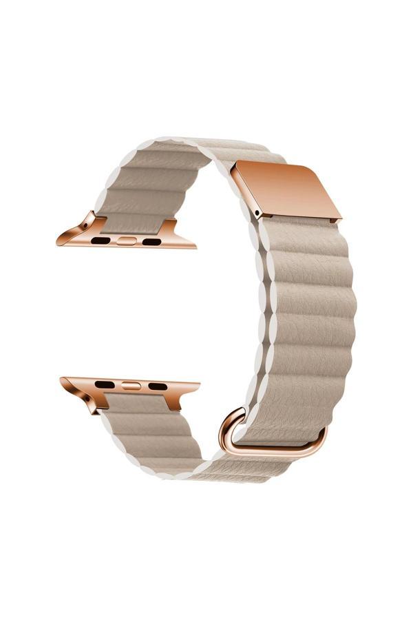 Cepmarketin Watch 42Mm Uyumlu Krd-78 Pu Deri Kordon Strap Kayış Zore Krem - Image 1
