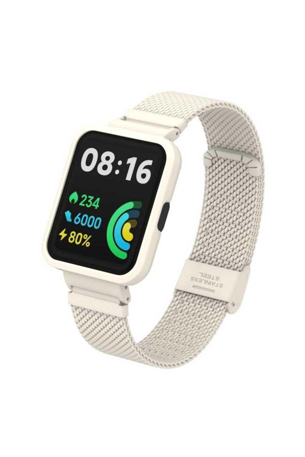 Kılıftech Xiaomi Redmi Watch 2 Lite Uyumlu Krd-66 Metal Zore Kordon-Krem - Image 1