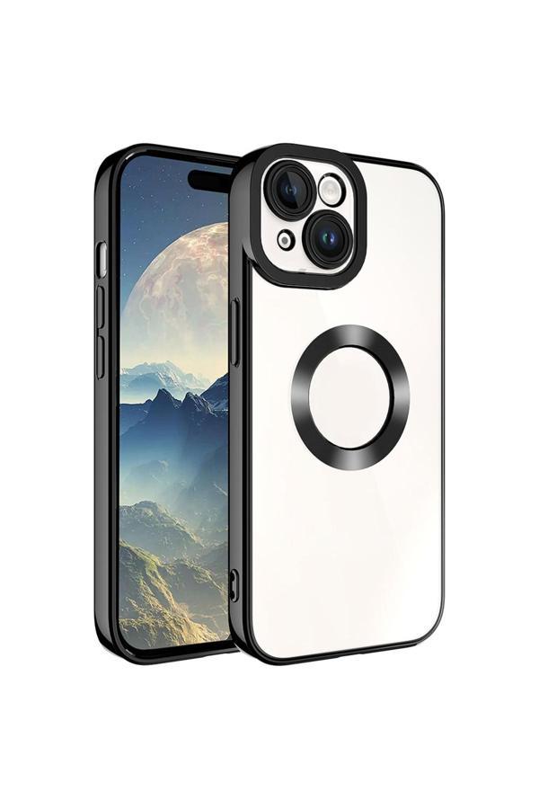 Zore İphone 15 Uyumlu Kamera Korumalı Logo Gösteren Omega Kılıf-Siyah - Image 1