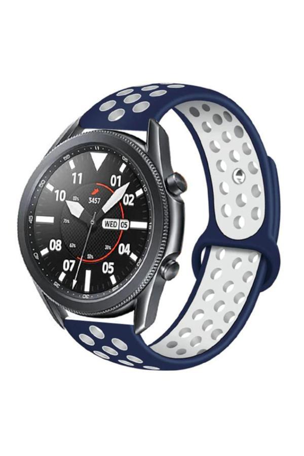 Cepmarketin Gear S3 (22Mm) Krd-02 Uyumlu Zore Kordon Mavi-Beyaz - Image 1