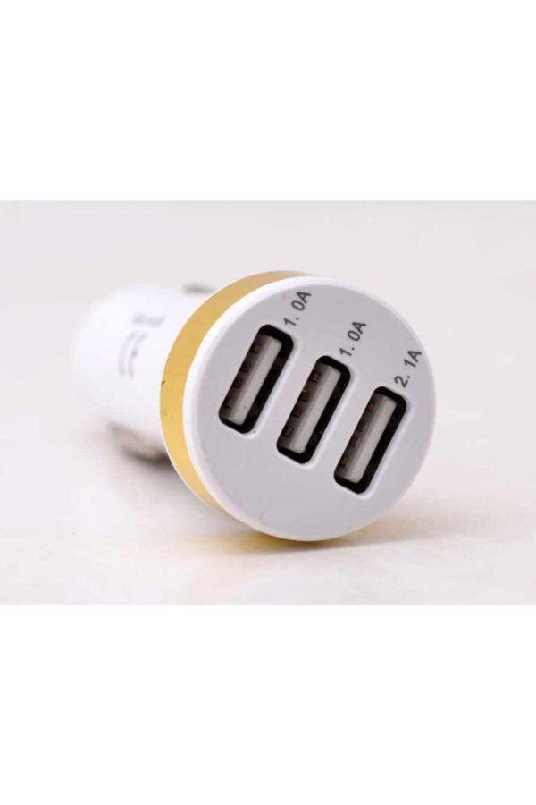 Lumena Micro Araç Şarj Seti Kablosu Şarj Aleti 3000 Mah Beyaz Renkli 3 Usb Li 2 In 1 - Image 1