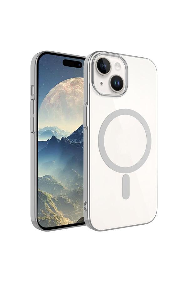 Zore İphone 15 Uyumlu Csk Wireless Şarj Özellikli Pixel Magsafe Kılıf-Koyu Gri - Image 1