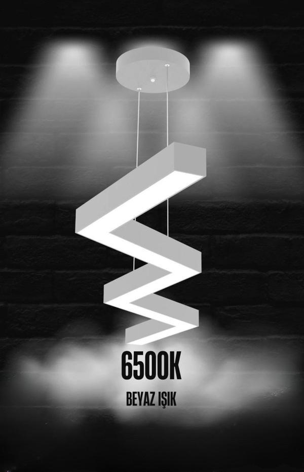 Zigzag ( Gri Kasa, Beyaz Işık ) Ledli Modern Led Avize, Salon, Mutfak, Oturma Yatak Odası, Sarkıt - Image 1