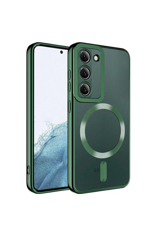 Zore Galaxy S23 Plus Uyumlu Magsafe Wireless Şarj Özellikli Csm Setro Silikon-Koyu Yeşil - Image 1
