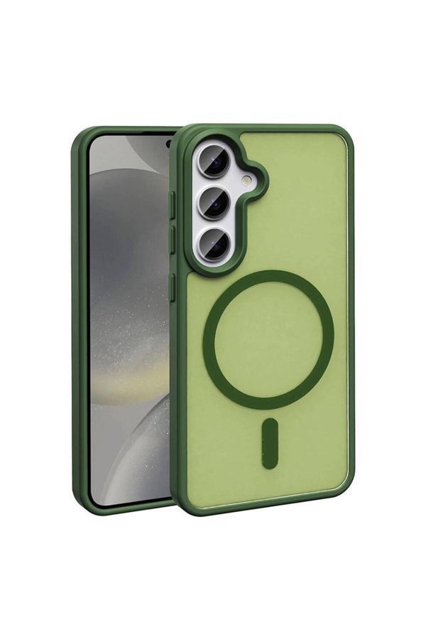 Zore Galaxy S24 Plus Kılıf Magsafe Şarj Özellikli Mat Arka Yüzey Sio Kapak-Koyu Yeşil - Image 1