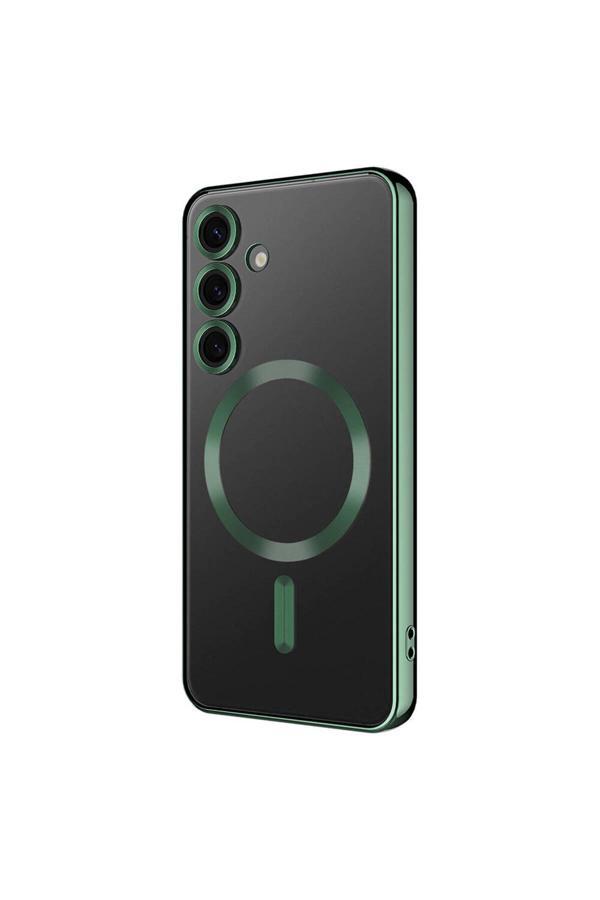 Zore Galaxy S24 Uyumlu Kamera Korumalı Magsafe Wireless Şarj Özellikli Demre Kılıf-Koyu Yeşi - Image 1