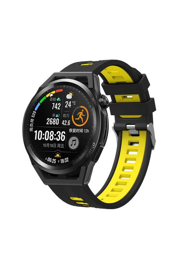 Kılıftech Galaxy Watch 42Mm Krd-55 Uyumlu Zore Kordon-Siyah-Sarı - Image 1