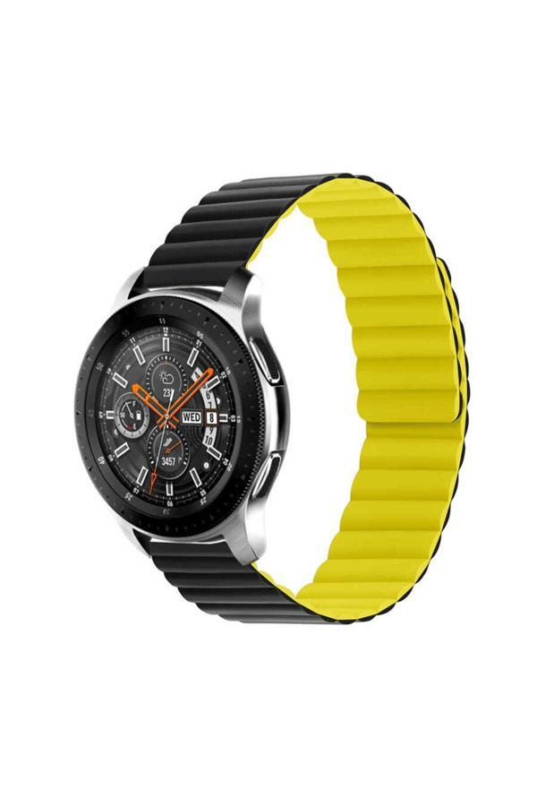 Kılıftech Gear S3 Uyumlu Krd-52 Zore Kordon-Siyah-Sarı - Image 1