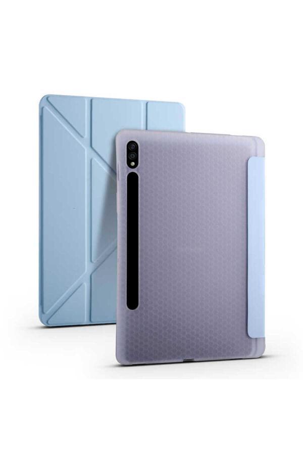 Yucca Tech Galaxy Tab S7 T870 Kılıf  Uyumlu Zore Tri Folding Kalem Bölmeli Standlı Kılıf-Mavi - Image 1
