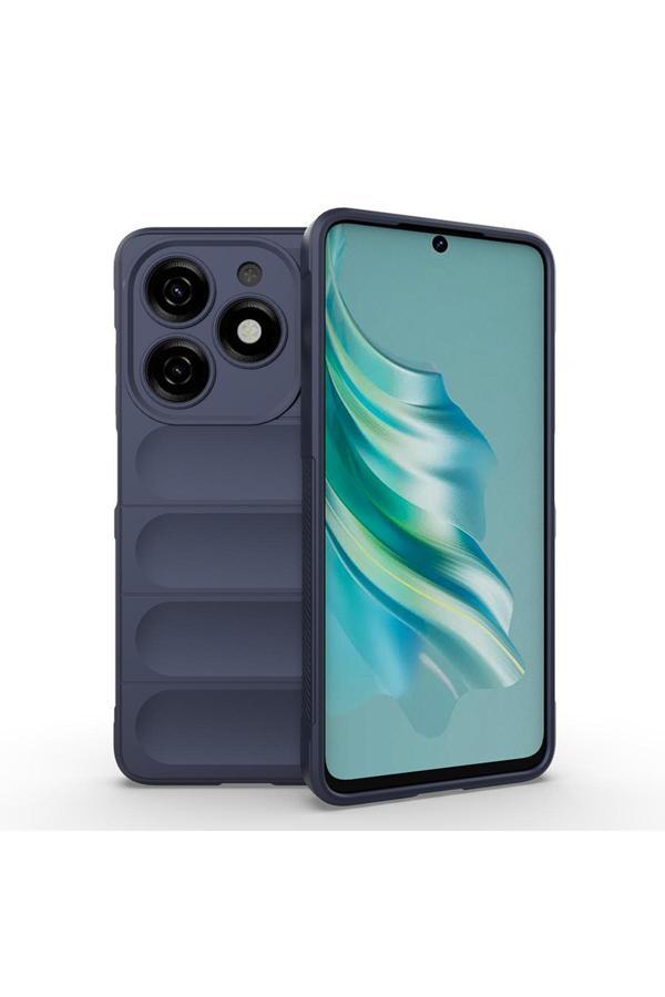 Skyarc Tecno Spark 20 Kılıf Esnek Tpu Oyuklu Arka Yüzey Tasarımlı Kth Etnik Silikon Kapak - Lacivert - Image 1