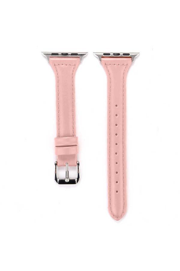 Cepmarketin Watch 42Mm Uyumlu Krd-28 Deri Zore Kordon Pembe - Image 1