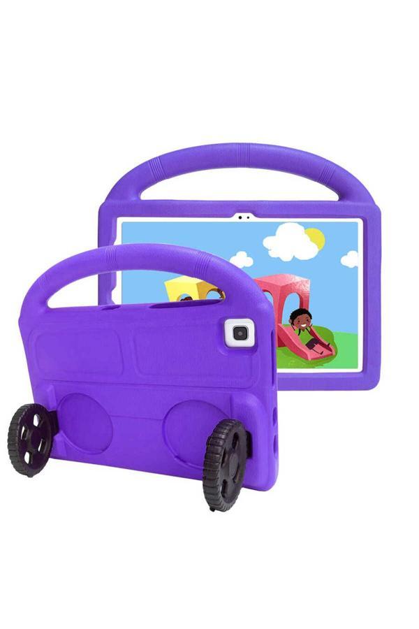 Kılıftech Galaxy Tab A7 10.4 T500 2020  Uyumlu Zore Wheel Car Tekerlek Standlı Tablet Eva Silikon Kılıf-Mor - Image 1