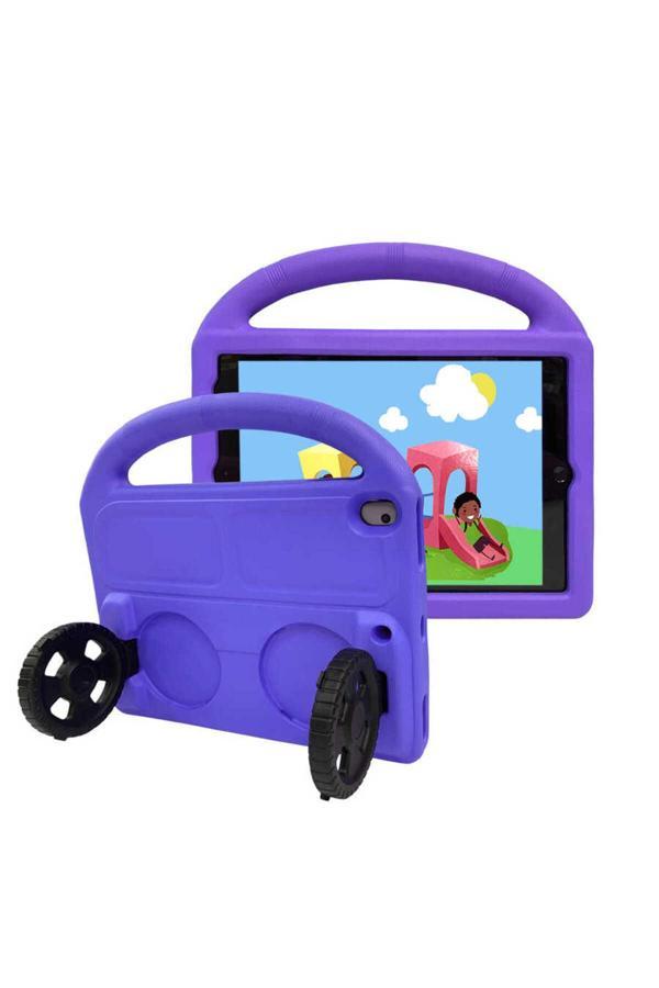Kılıftech İpad 10.2 (8.Nesil)  Uyumlu Zore Wheel Car Tekerlek Standlı Tablet Eva Silikon Kılıf-Mor - Image 1